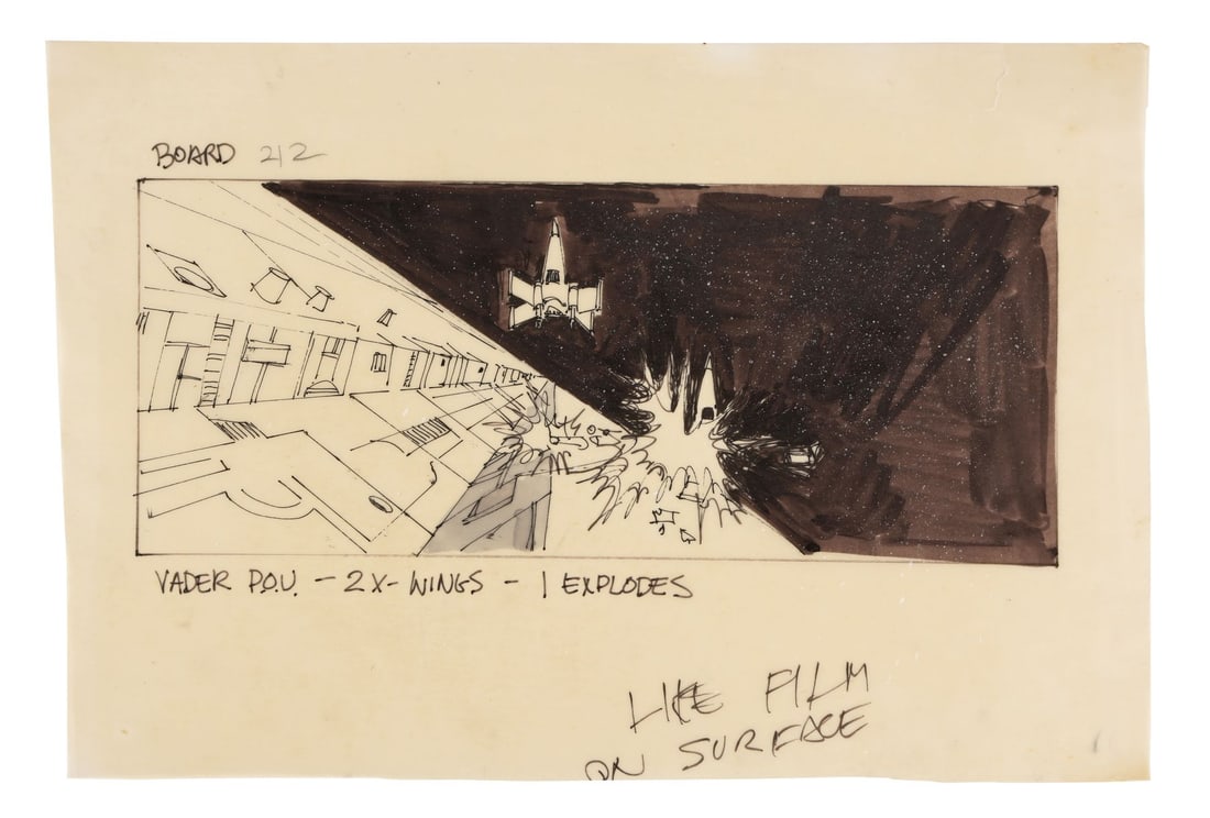348. STAR WARS: A NEW HOPE (1977) - Hand-Drawn Joe Johnston Death Star #212 Storyboard: B