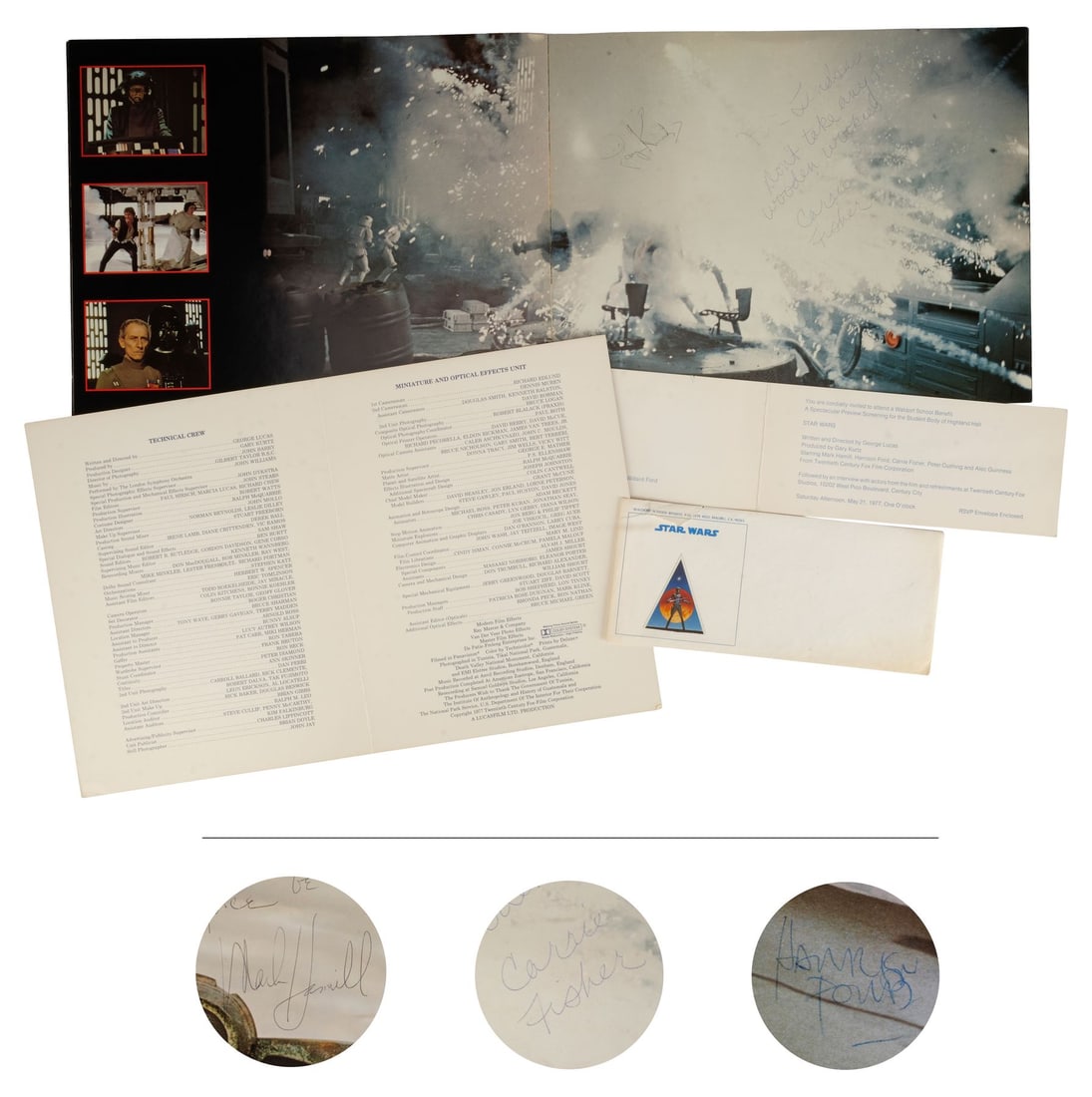350. STAR WARS: A NEW HOPE (1977) - Cast- and Crew-Autographed Pre-Release Campaign Book, Screening: B