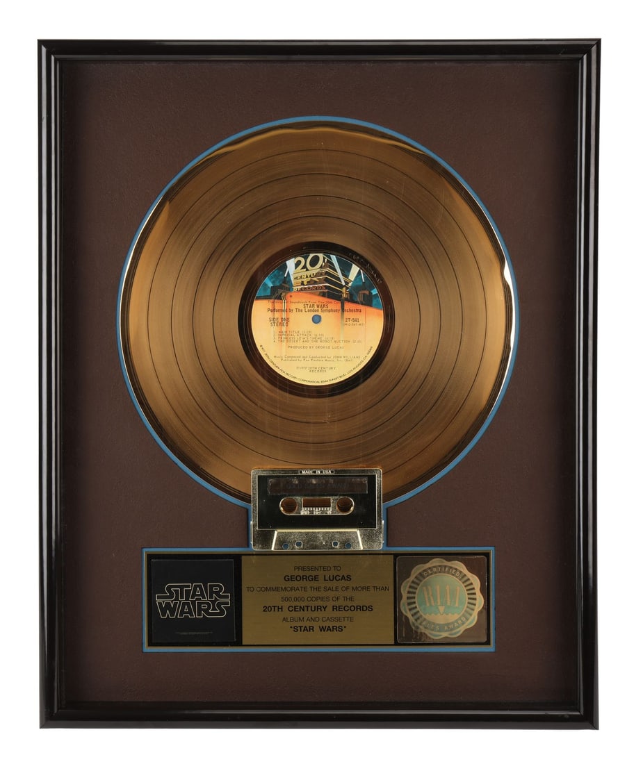 351. STAR WARS: A NEW HOPE (1977) - "Star Wars" Gold Record Display, Presented to George Lucas: B