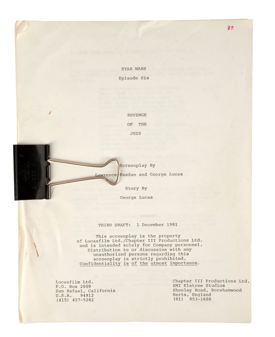 364. STAR WARS: RETURN OF THE JEDI (1983) - Howard Kazanjian Collection: Third Draft "Revenge of the: B