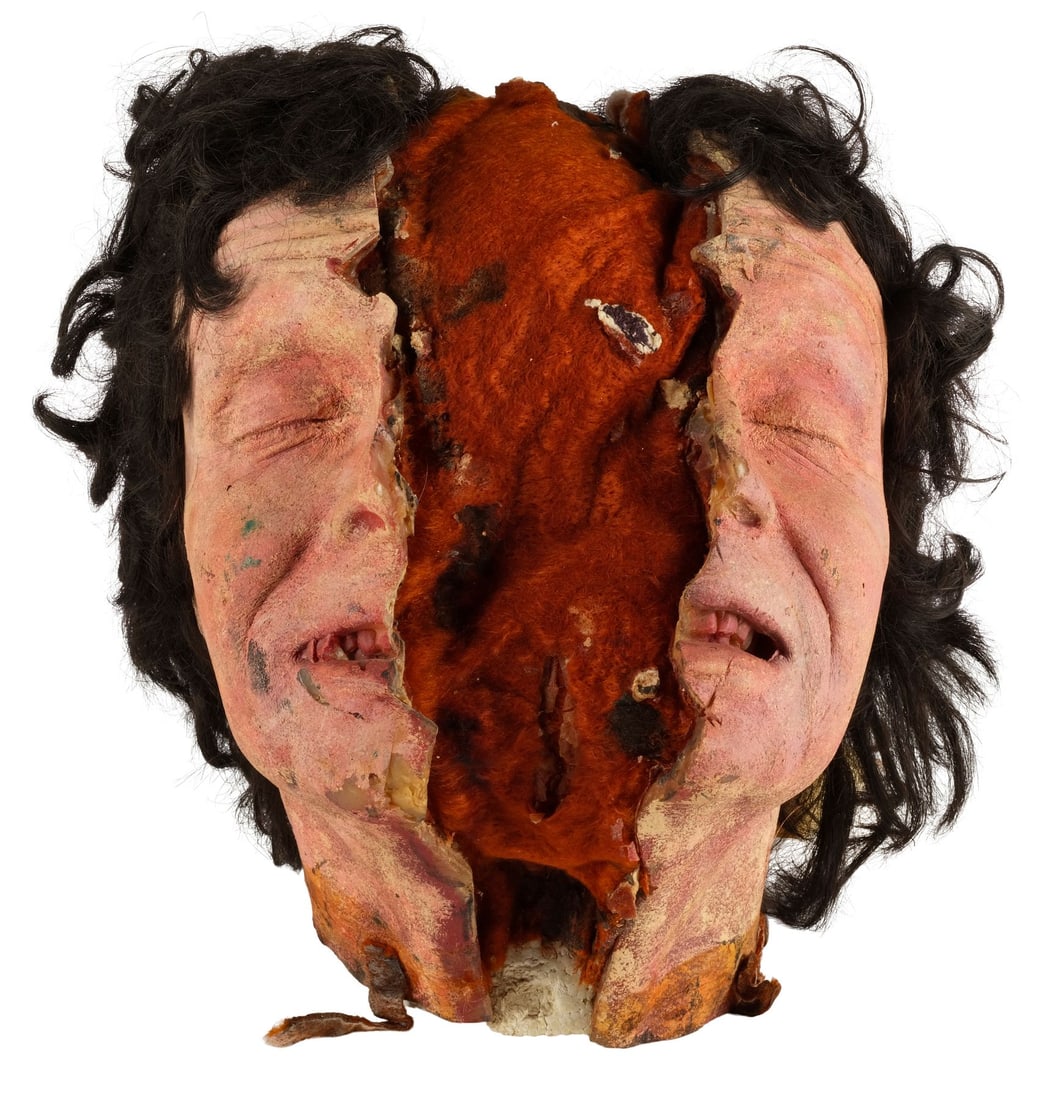 402. THE THING (1982) - Tony Cecere-Autographed Early Palmer-Thing Face-Splitting Mask with Pair of: B