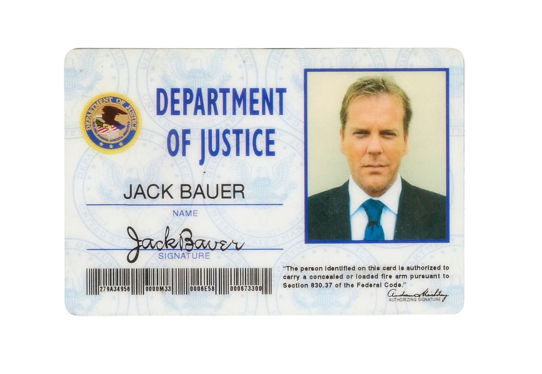 437. 24 (T.V. SERIES, 2001 - 2010) - Jack Bauer's (Kiefer Sutherland) Department of Justice ID: B