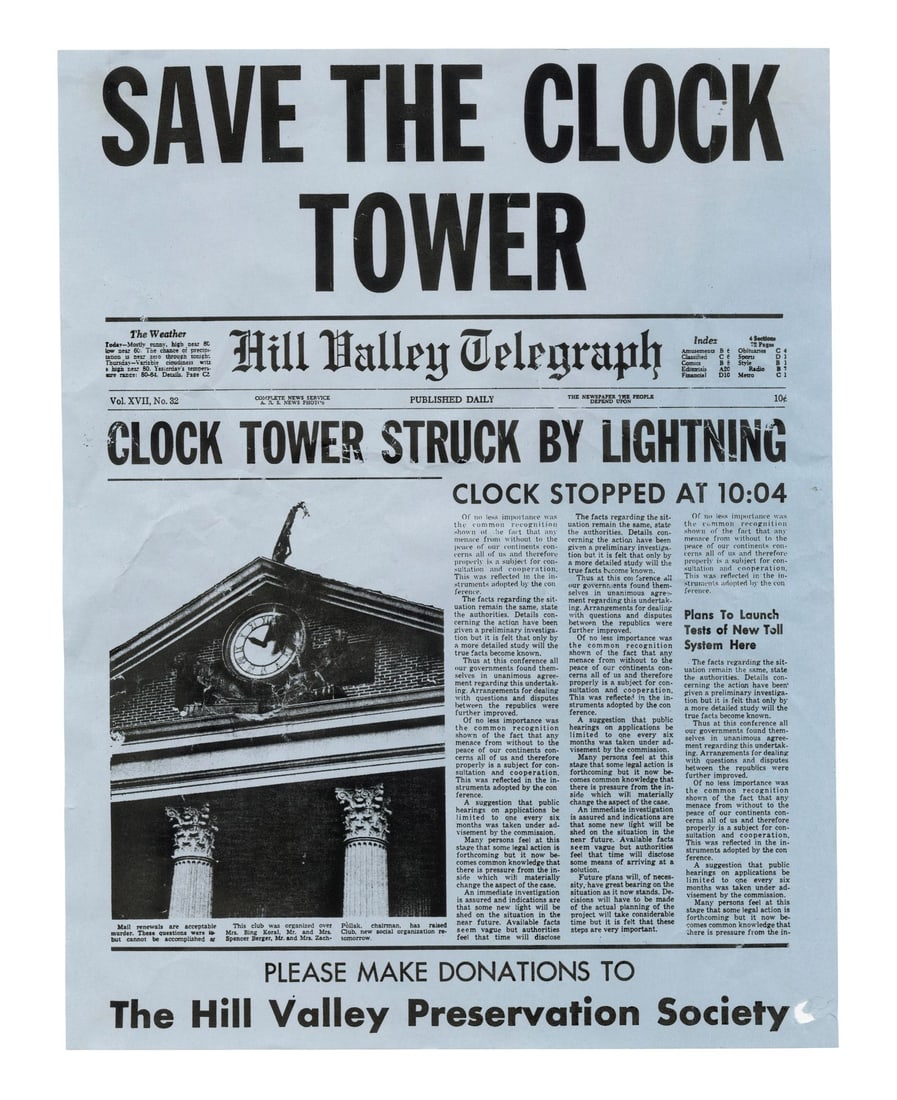 477. BACK TO THE FUTURE (1985) - Planet Hollywood Collection: Blue "Save The Clock Tower" Flyer: B