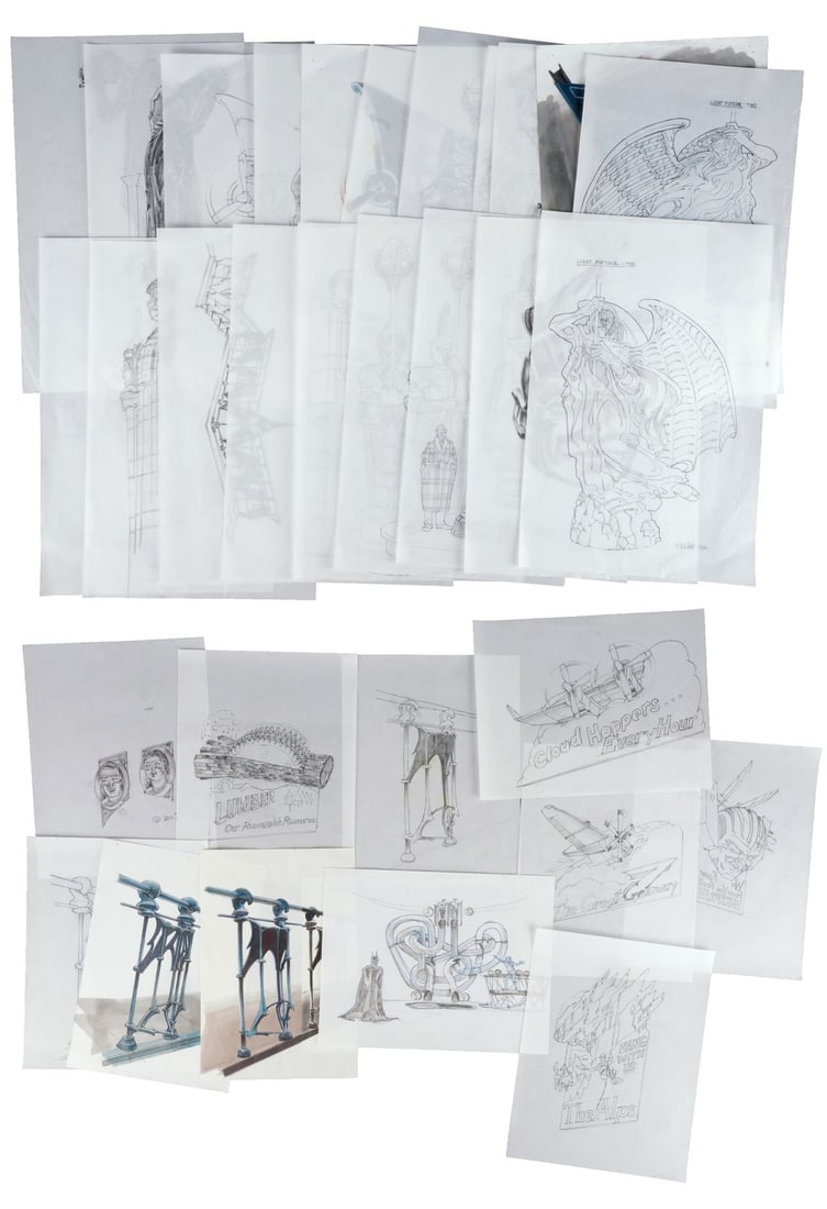 500. BATMAN FOREVER (1995) - Collection Hand-Drawn Marty Kline Gotham Concept Designs: B