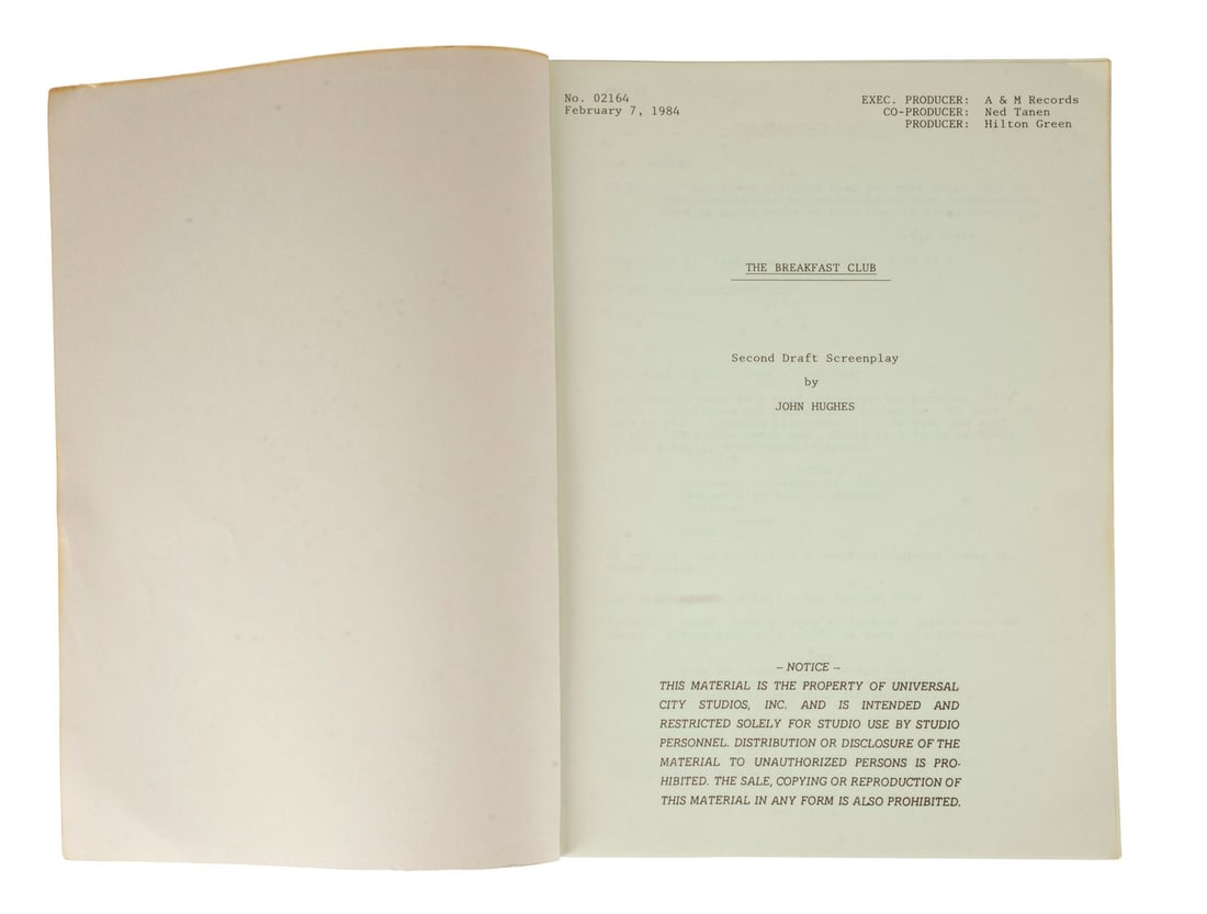 547. THE BREAKFAST CLUB (1985) - Bound Second Draft Script - 4