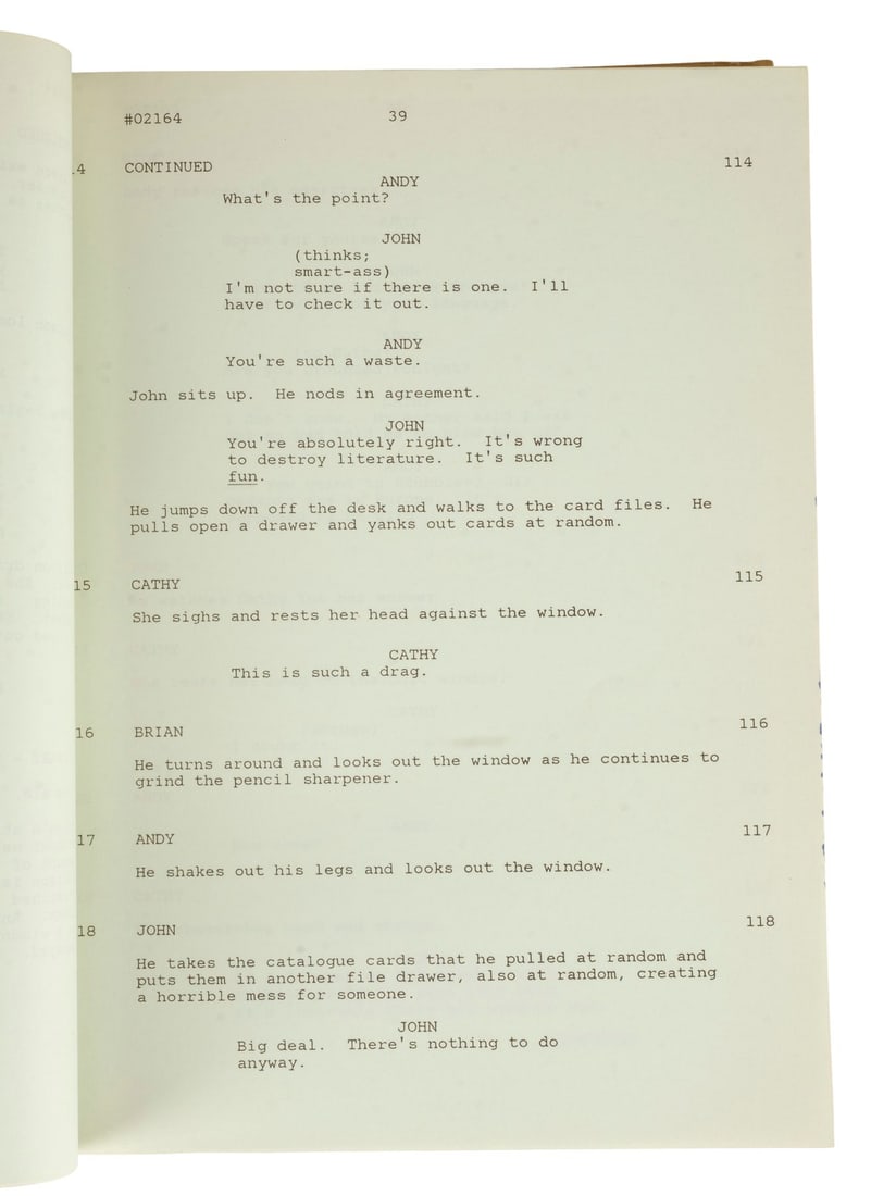 547. THE BREAKFAST CLUB (1985) - Bound Second Draft Script - 6