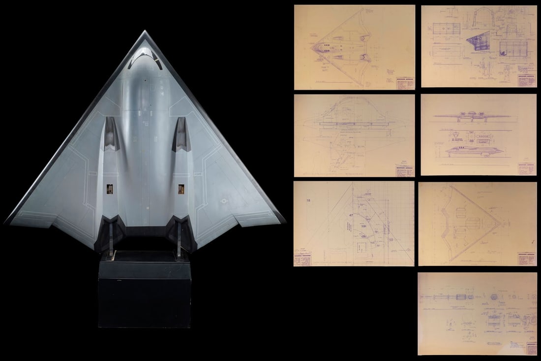 554. BROKEN ARROW (1996) - B-3 Stealth Bomber Model Miniature with Mounted Blueprints: B