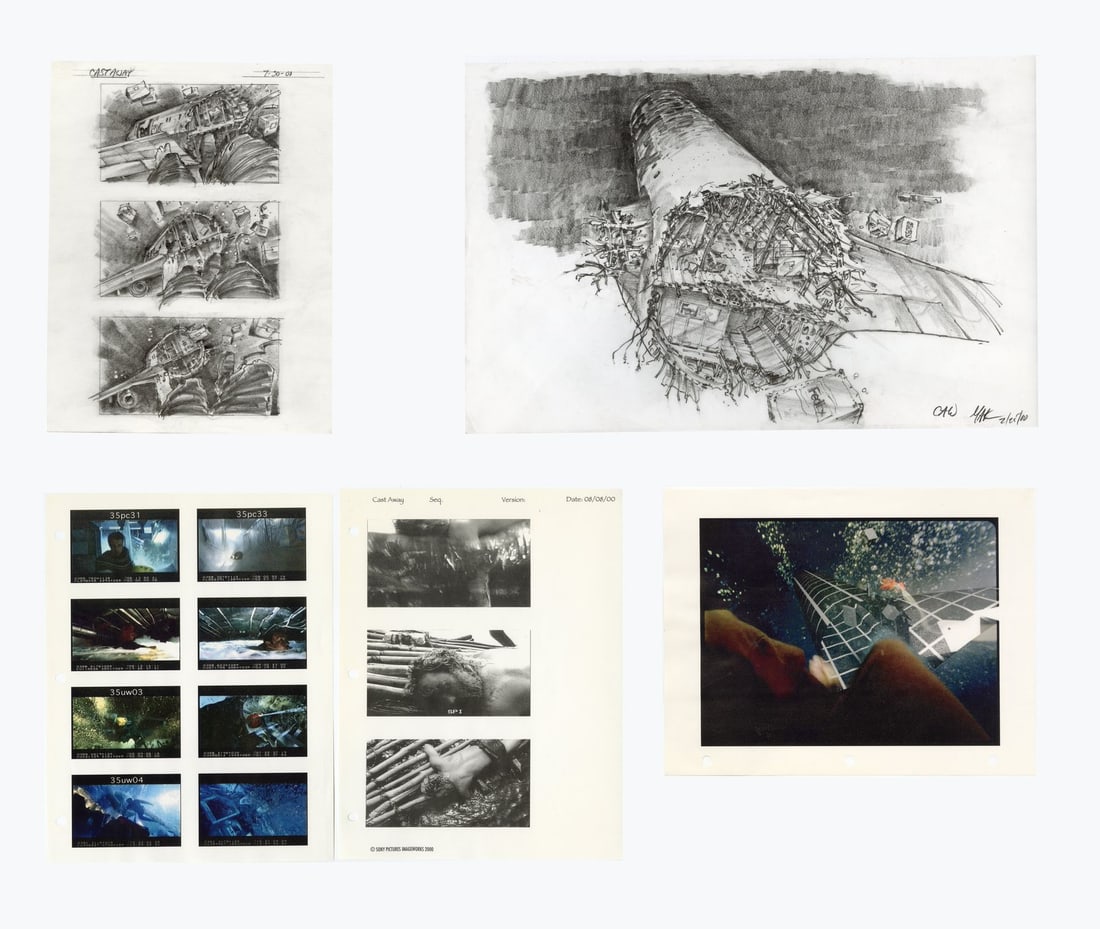 571. CAST AWAY (2000) - Pair of Original Storyboard Designs with Printed Storyboards: B