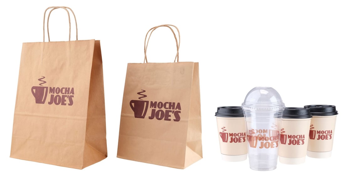 600. CURB YOUR ENTHUSIASM (T.V. SERIES, 2000 - 2024) - Set of Four Mocha Joe's Coffee Cups and Two: B