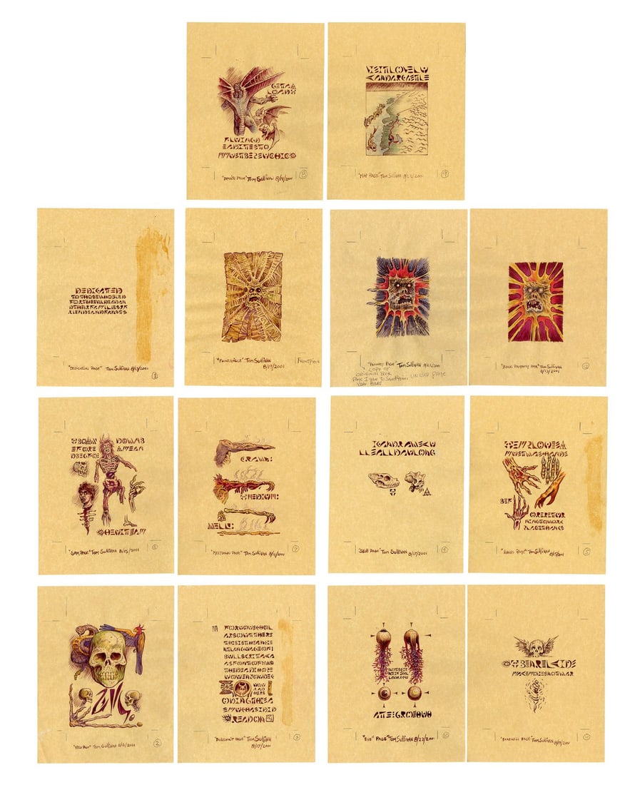 643. THE EVIL DEAD (1981) - Tom Sullivan Collection: Set of 14 Hand-Drawn Tom Sullivan Necronomicon: B