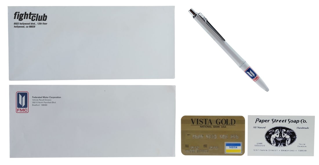 735. FIGHT CLUB (1999) - Tyler Durden's (Brad Pitt) Credit Card, Paper Street Soap Co. Business: B