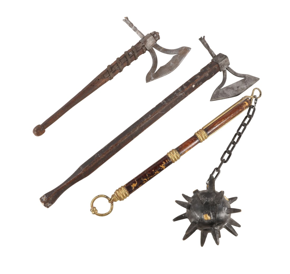 792. GLADIATOR II (2024) - Glyceo the Destroyer's (Alexander Simkin) Stunt Flail and Pair of Axes: B