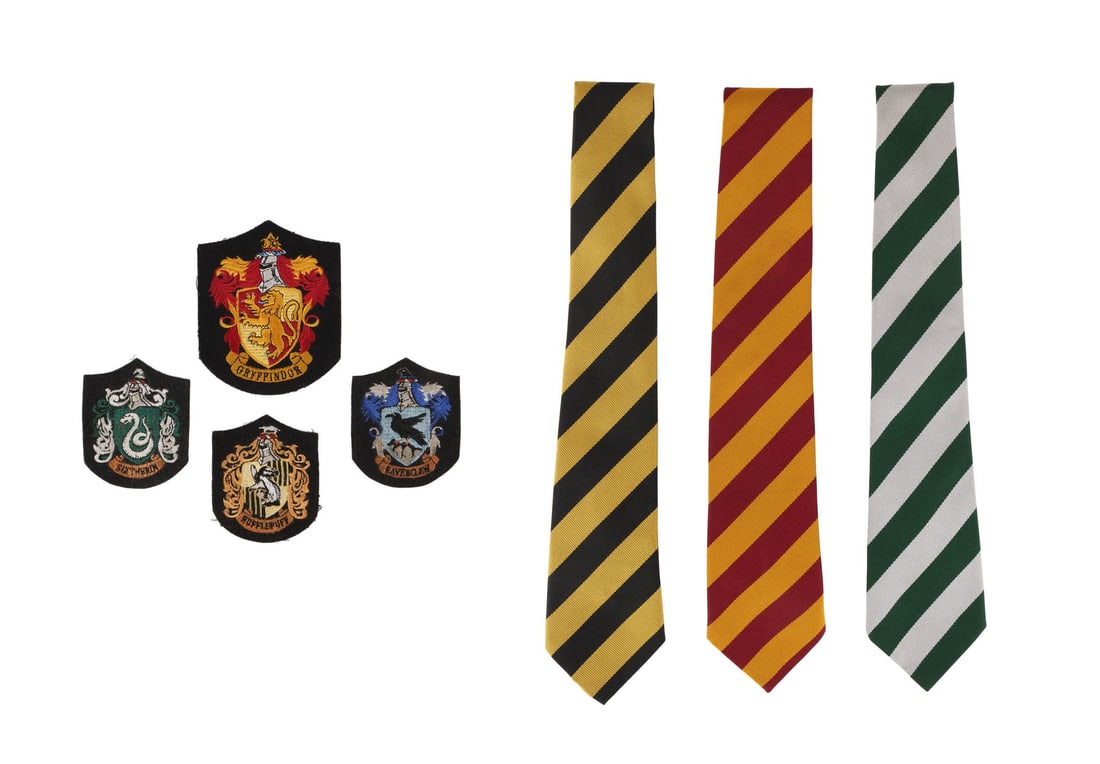 823. HARRY POTTER AND THE SORCERER'S STONE (2001) - Gryffindor, Slytherin and Hufflepuff House Ties,: B