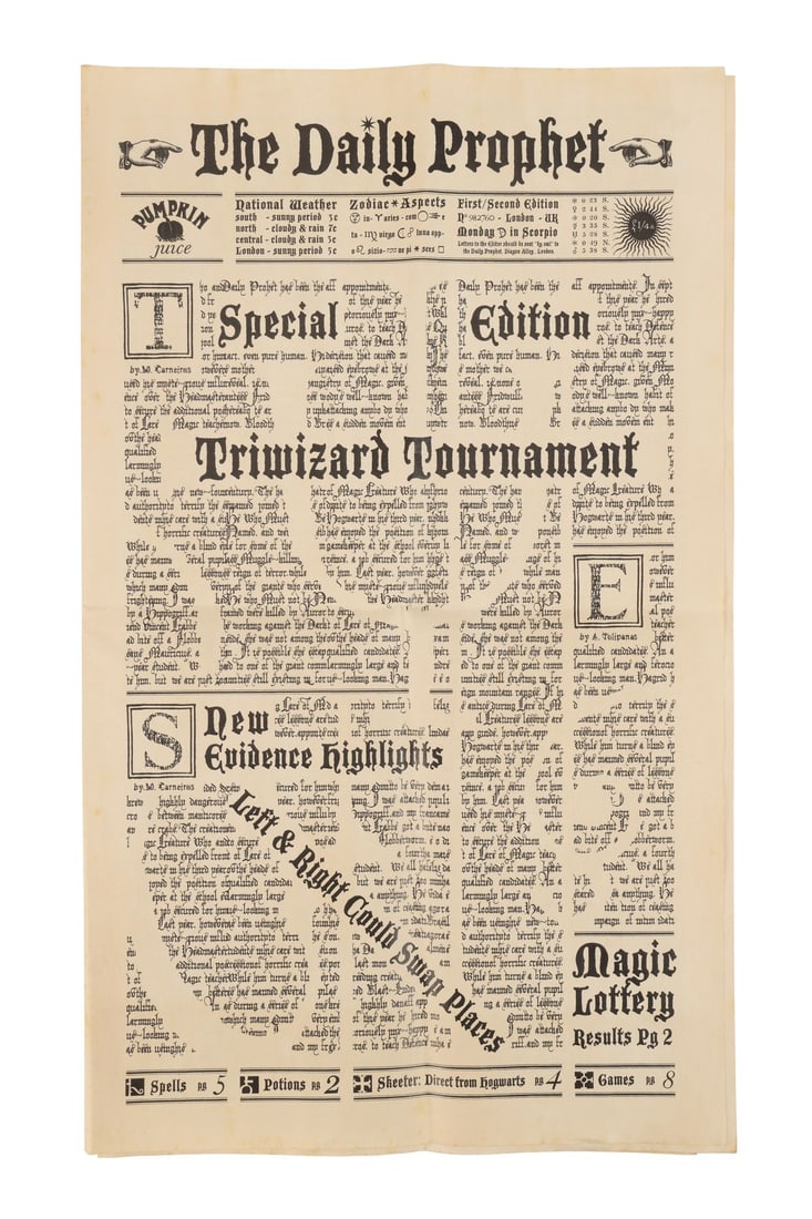 834. HARRY POTTER AND THE GOBLET OF FIRE (2005) - Daily Prophet Triwizard Tournament Newspaper: B