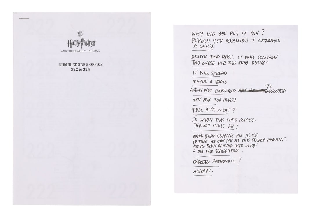 840. HARRY POTTER AND THE DEATHLY HALLOWS: PART 2 (2011) - Alan Rickman's Personal Hand-Annotated: B