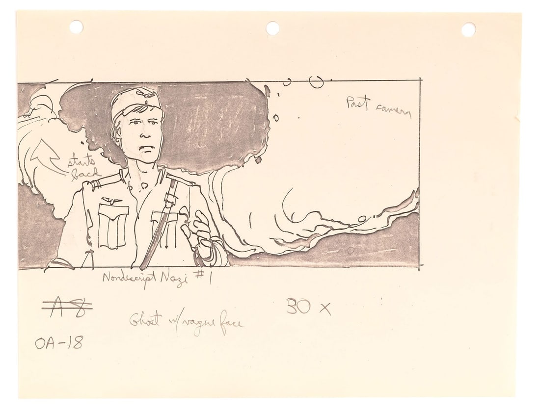 875. INDIANA JONES AND THE RAIDERS OF THE LOST ARK (1981) - 380 - "Ghost" VFX Storyboard (1 of 5)