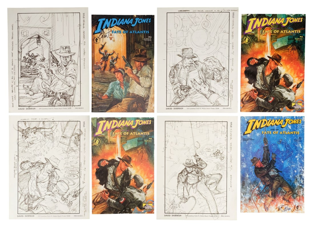 882. INDIANA JONES - ALL ITEMS - Set of Five Hand-Drawn Annotated Dave Dorman Indiana Jones and the: B
