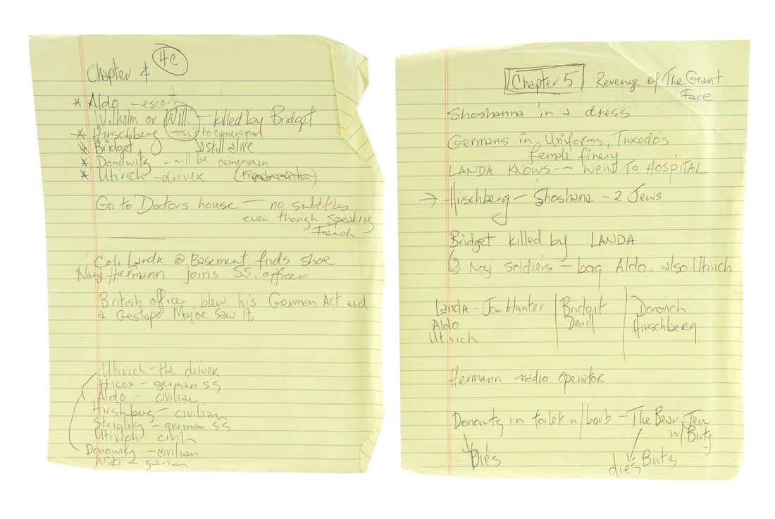 883. INGLOURIOUS BASTERDS (2009) - Annotated Final Draft Script and Handwritten Notes - 13