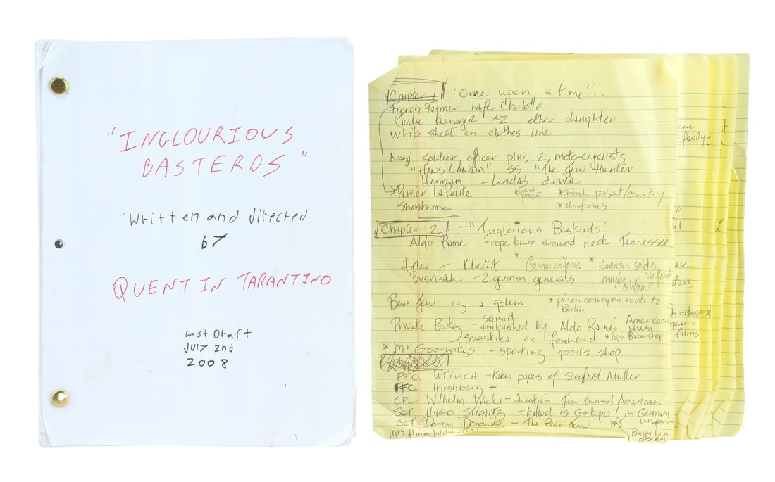 883. INGLOURIOUS BASTERDS (2009) - Annotated Final Draft Script and Handwritten Notes: B