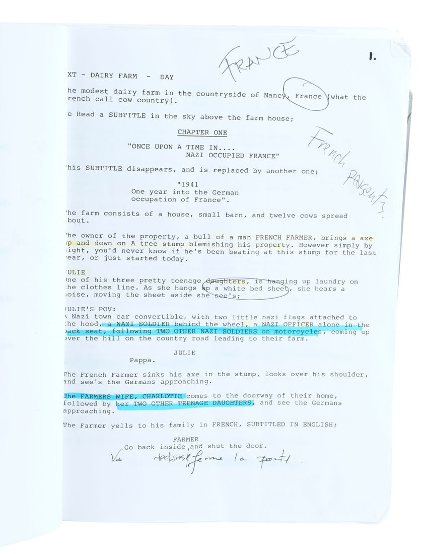 883. INGLOURIOUS BASTERDS (2009) - Annotated Final Draft Script and Handwritten Notes - 4