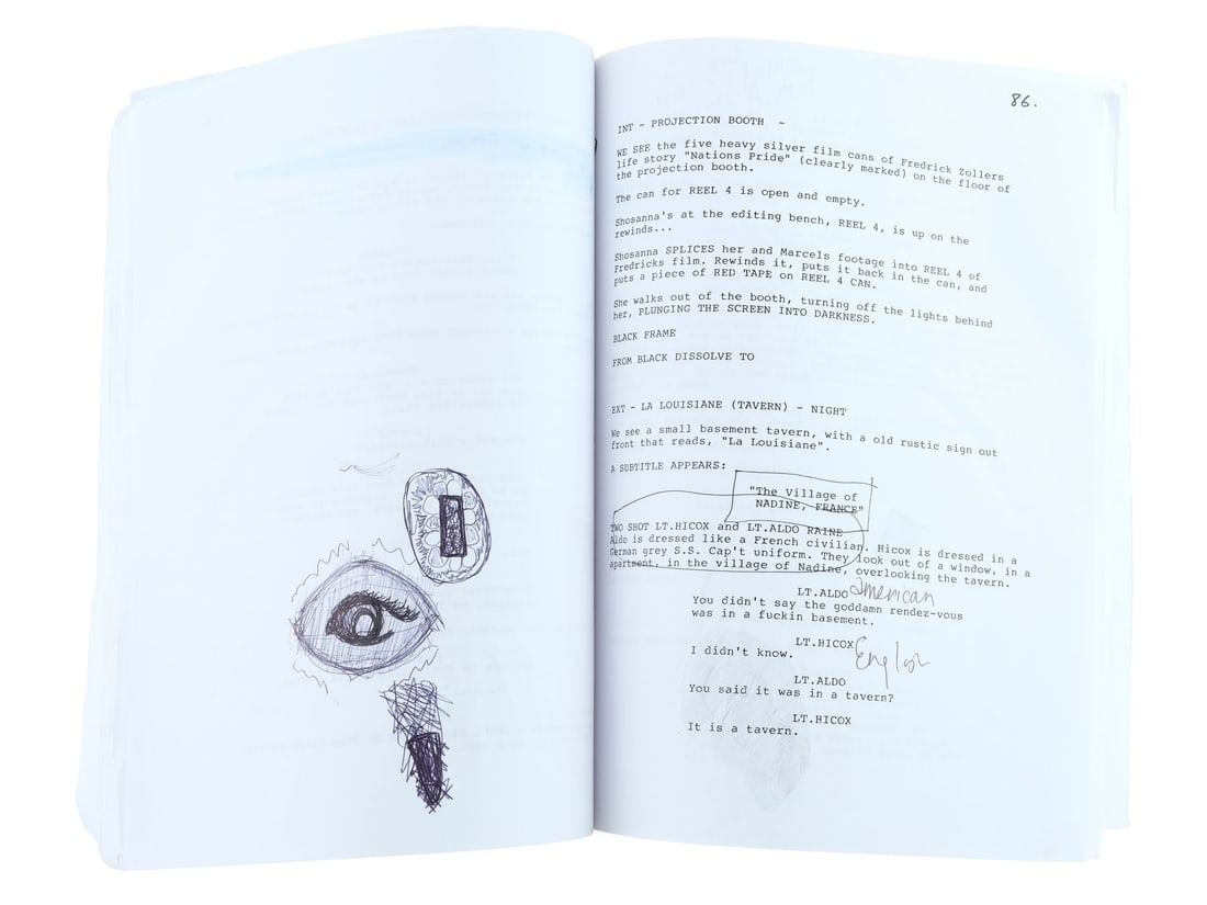 883. INGLOURIOUS BASTERDS (2009) - Annotated Final Draft Script and Handwritten Notes - 6