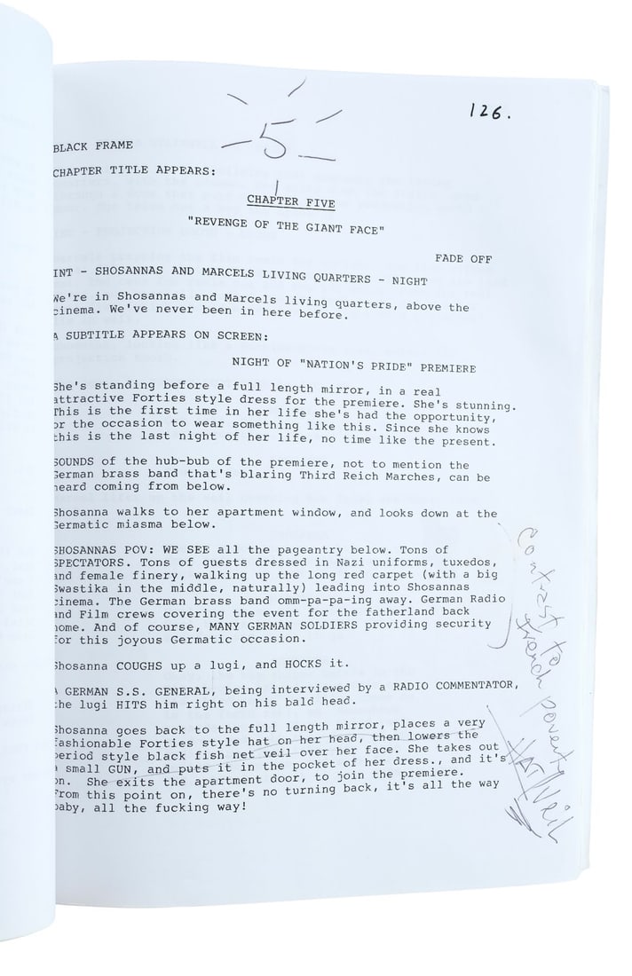 883. INGLOURIOUS BASTERDS (2009) - Annotated Final Draft Script and Handwritten Notes - 7