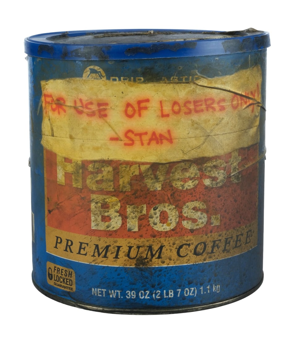 887. IT CHAPTER TWO (2019) - Losers' Screen-Matched Distressed Coffee Tin with Five Shower Caps: B