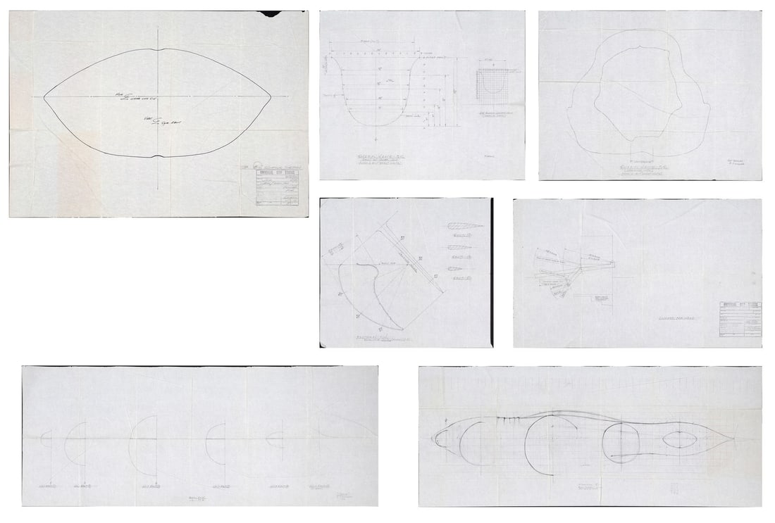 897. JAWS (1975) - Collection of Seven Hand-Drawn Bruce the Shark Diagrams: B