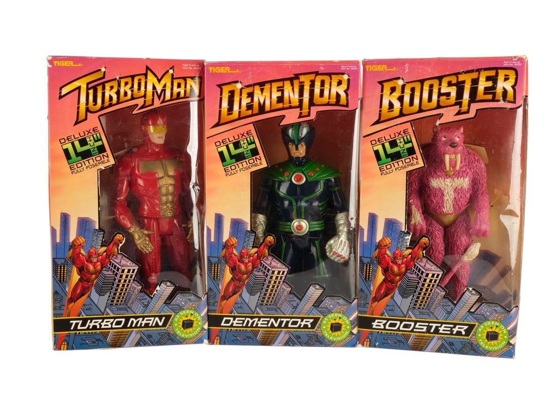 900. JINGLE ALL THE WAY (1996) - Boxed TurboMan, Booster, and Dementor Action Figures: B