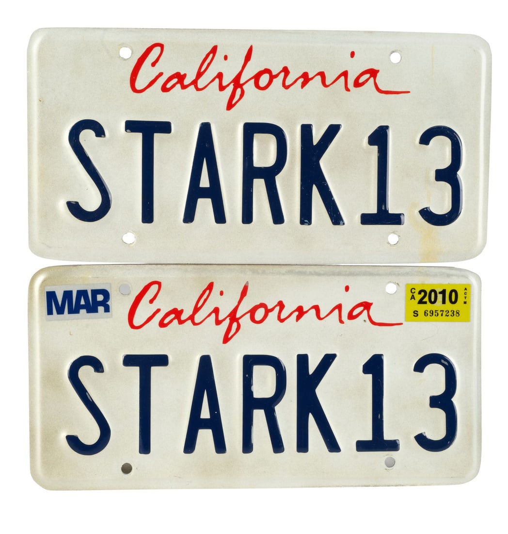 965. IRON MAN 2 (2010) - Tony Stark's (Robert Downey Jr.) Pair of "STARK13" License Plates: B