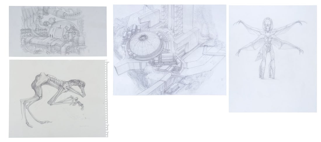 1025. PACIFIC RIM (2013) - Set of Four Hand-drawn Keith Thompson and Allen Williams Concept Sketches: B