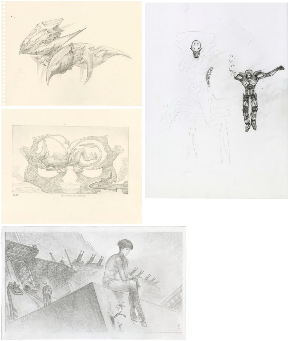 1026. PACIFIC RIM (2013) - Set of Four Hand-drawn Keith Thompson, Wayne Barlowe, and Allen Williams: B