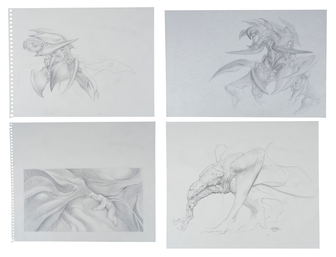 1027. PACIFIC RIM (2013) - Set of Four Hand-drawn Wayne Barlowe and Allen Williams Concept Sketches: B