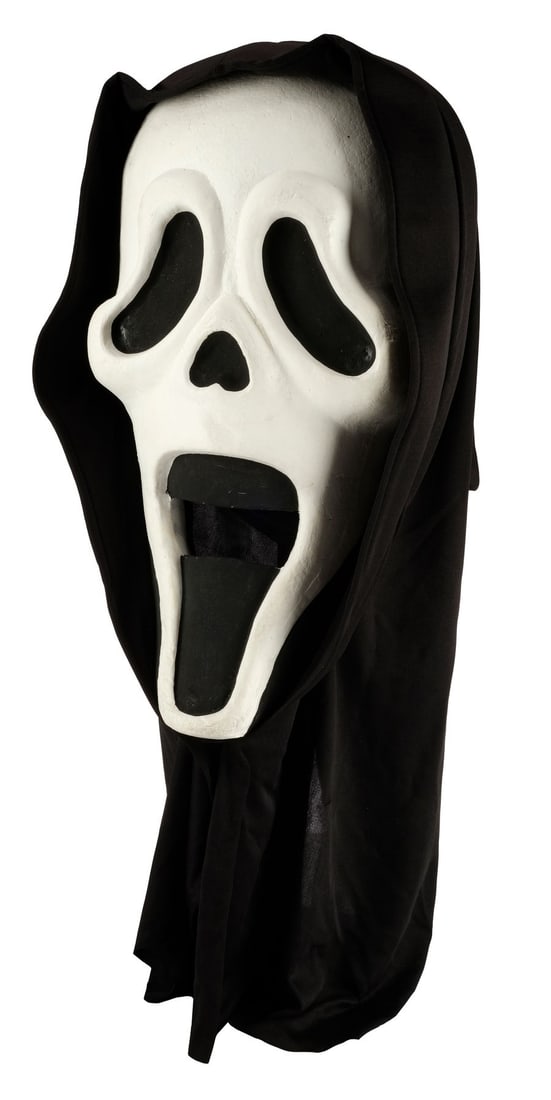 1109. SCREAM 4 (2011) - Oversized Ghostface Mask Decoration: Bidding for this lot will end on Friday, August 28th. The auction will begin at 9:30 AM (PDT) / 12:30 PM (EDT) / 5:30 PM (GMT) and lots are sold sequentially via live auctioneer; tune in to the live