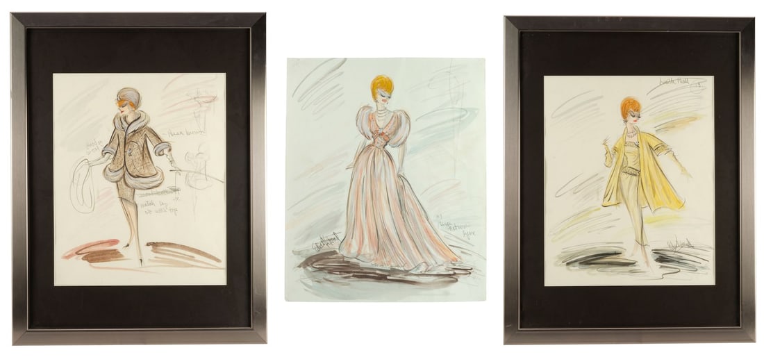 1353. CRITIC'S CHOICE (1963) - Set of Three Hand-Painted and Annotated Edith Head Design Artworks: B