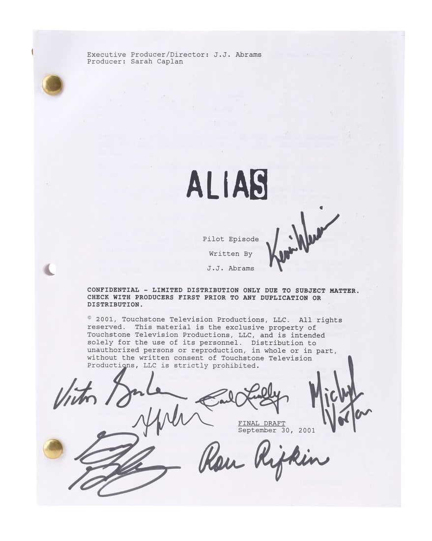 2005. ALIAS (T.V. SERIES, 2001 - 2006) - Cast-Autographed Final Draft "Pilot" Script - 2