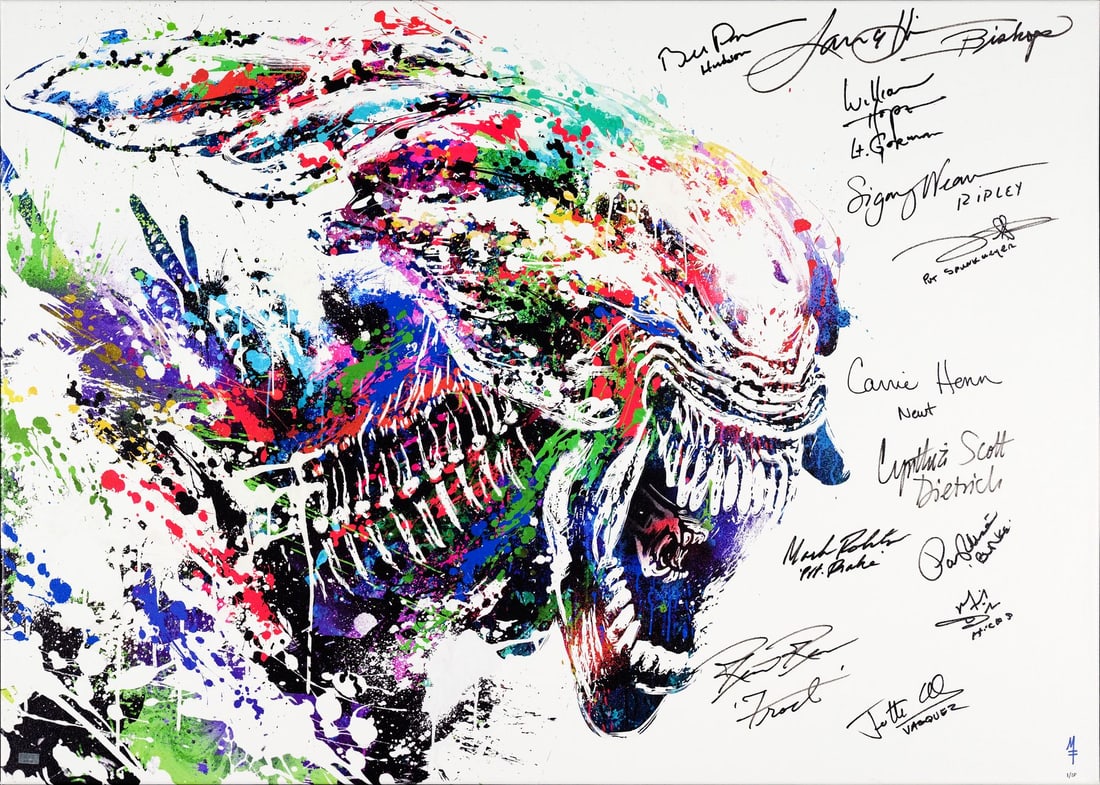 2007. ALIENS (1986) - Cast-Autographed Framed Michael Ferrari Canvas Giclee: B