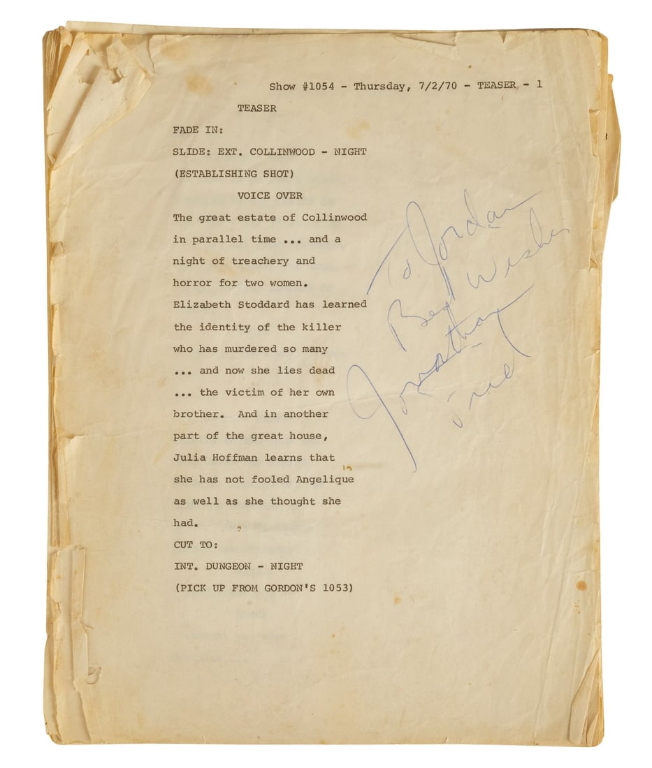 2048. DARK SHADOWS (T.V. SERIES, 1966 - 1971) - Jonathan Frid-Autographed Episode Script: B