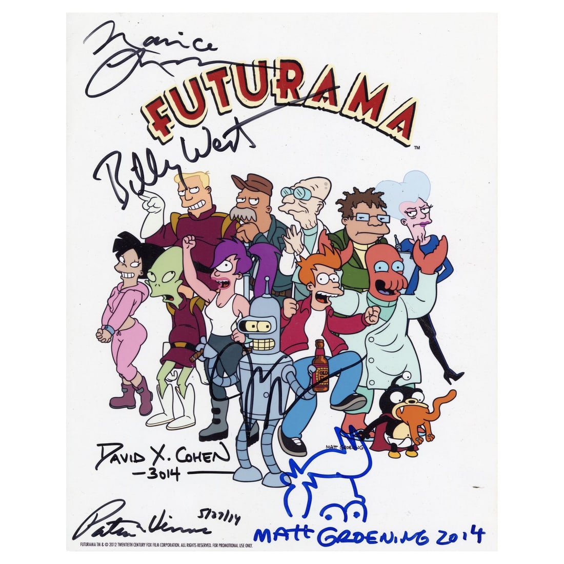 2059. FUTURAMA (T.V. SERIES, 1999 - PRESENT) - Cast and Crew-Autographed Promotional Print: B