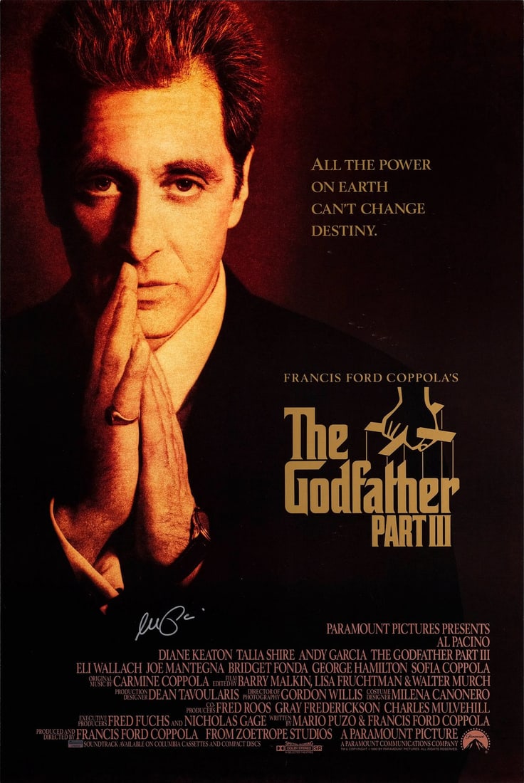 2066. THE GODFATHER PART III (1990) - Al Pacino-Autographed One-Sheet Poster: B