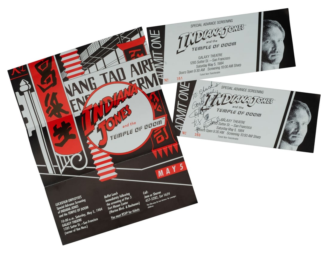 2091. INDIANA JONES AND THE TEMPLE OF DOOM (1984) - Ke Huy Quan-Autographed Advance Screening Ticket: B
