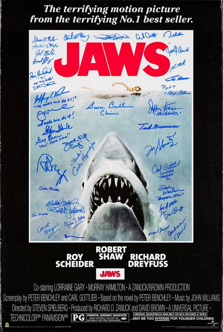 2094. JAWS (1975) - Cast and Crew-Autographed Poster: B