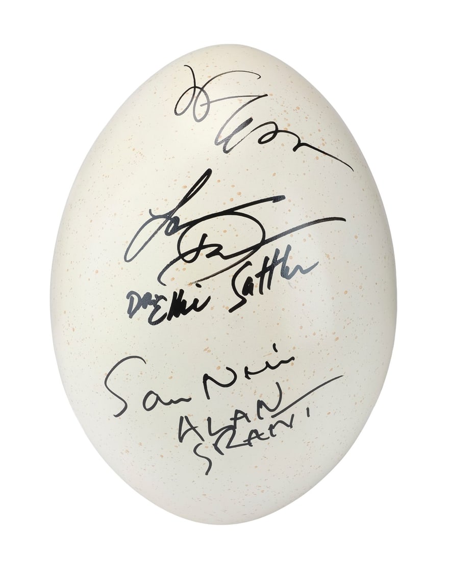 2097. JURASSIC PARK (1993) - Key Cast-Autographed Sauropod Egg Replica: B