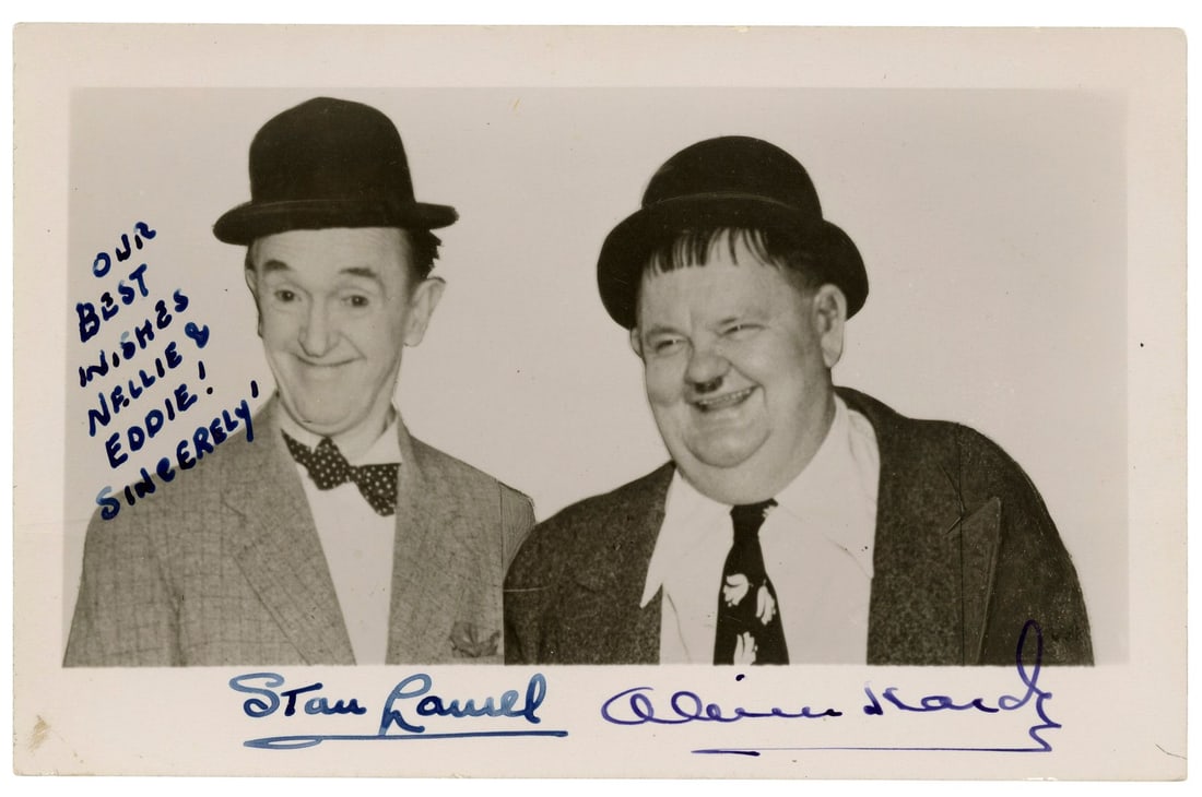 2103. LAUREL AND HARDY - Planet Hollywood Collection: Stan Laurel and Oliver Hardy-Autographed: B