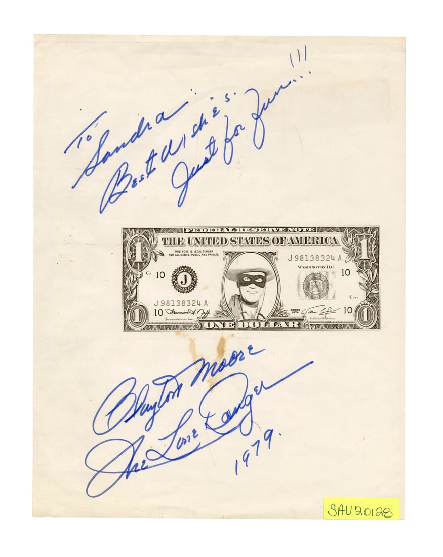 2106. THE LONE RANGER (1956) - Planet Hollywood Collection: Clayton Moore-Autographed Lone Ranger: B