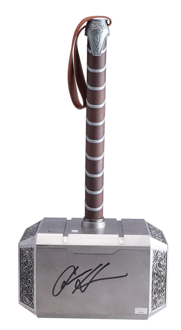 2114. THOR (2011) - Chris Hemsworth-Autographed Marvel Legends Thor Mjolnir Replica: B