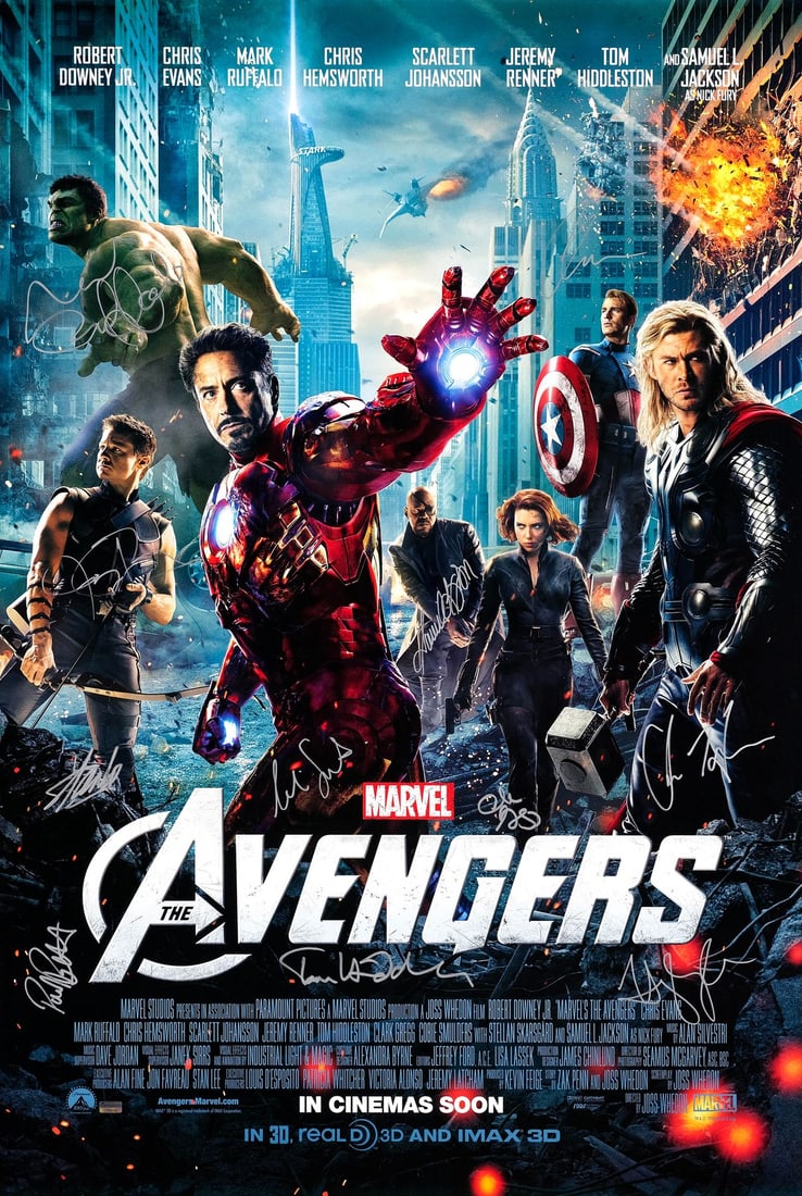 2116. THE AVENGERS (2012) - Key Cast-Autographed One-Sheet (1 of 1)