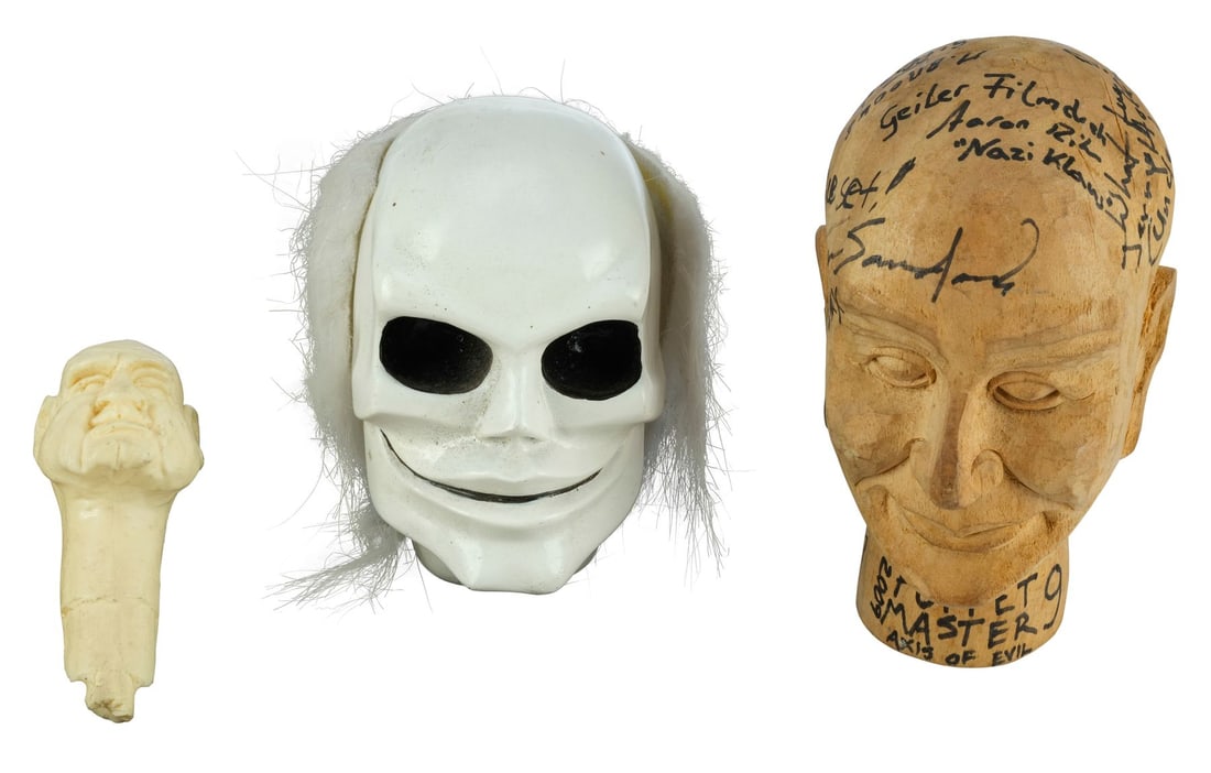 2137. PUPPET MASTER: FRANCHISE (FULL MOON) - Cast-Autographed Wooden Head with Blade Head and: B