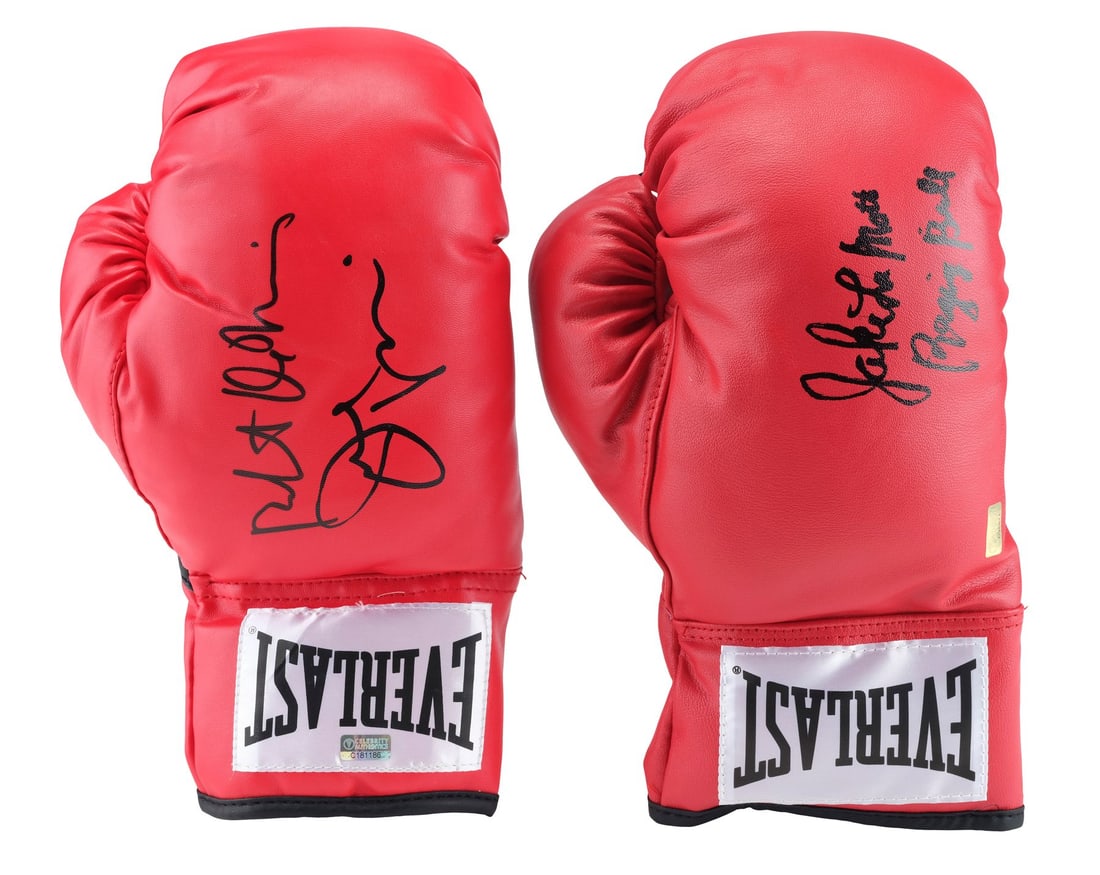 2138. RAGING BULL (1980) - Robert De Niro, Joe Pesci, and Jake LaMotta-Autographed Pair of LaMotta's: B