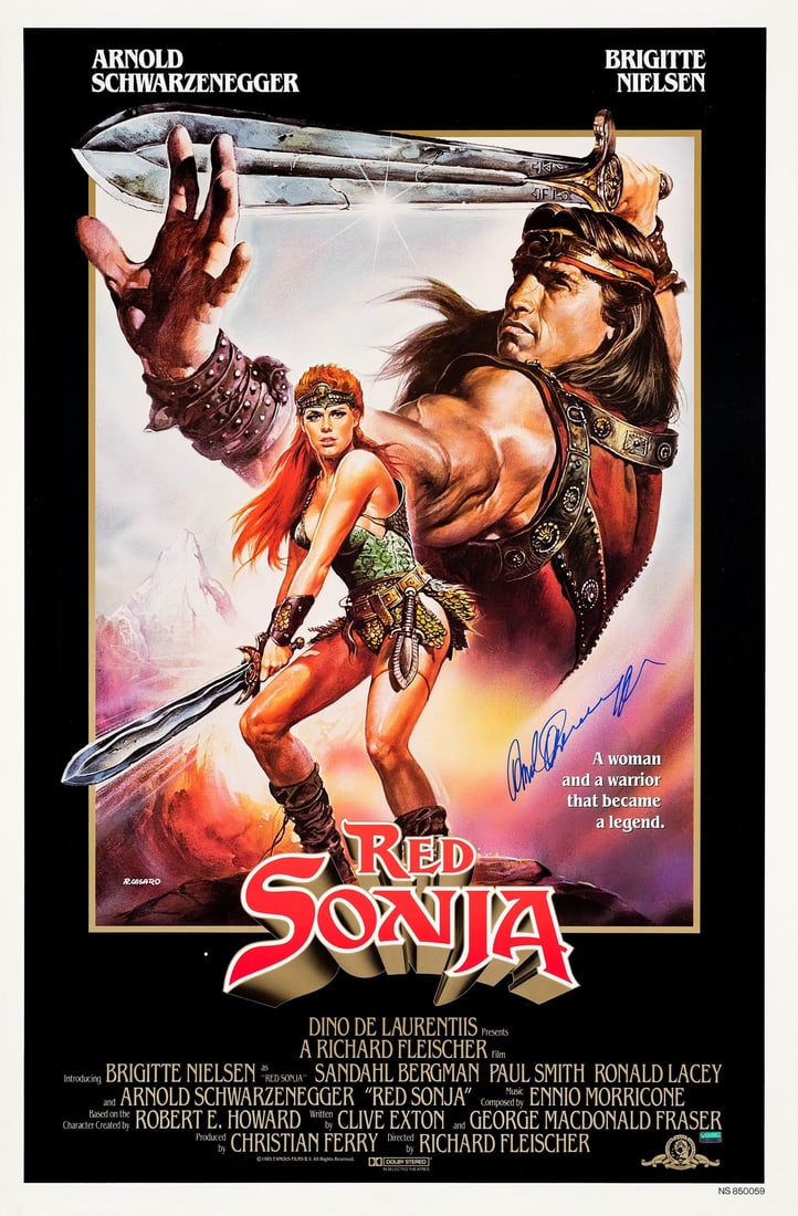 2143. RED SONJA (1985) - Arnold Schwarzenegger-Autographed One-Sheet: B